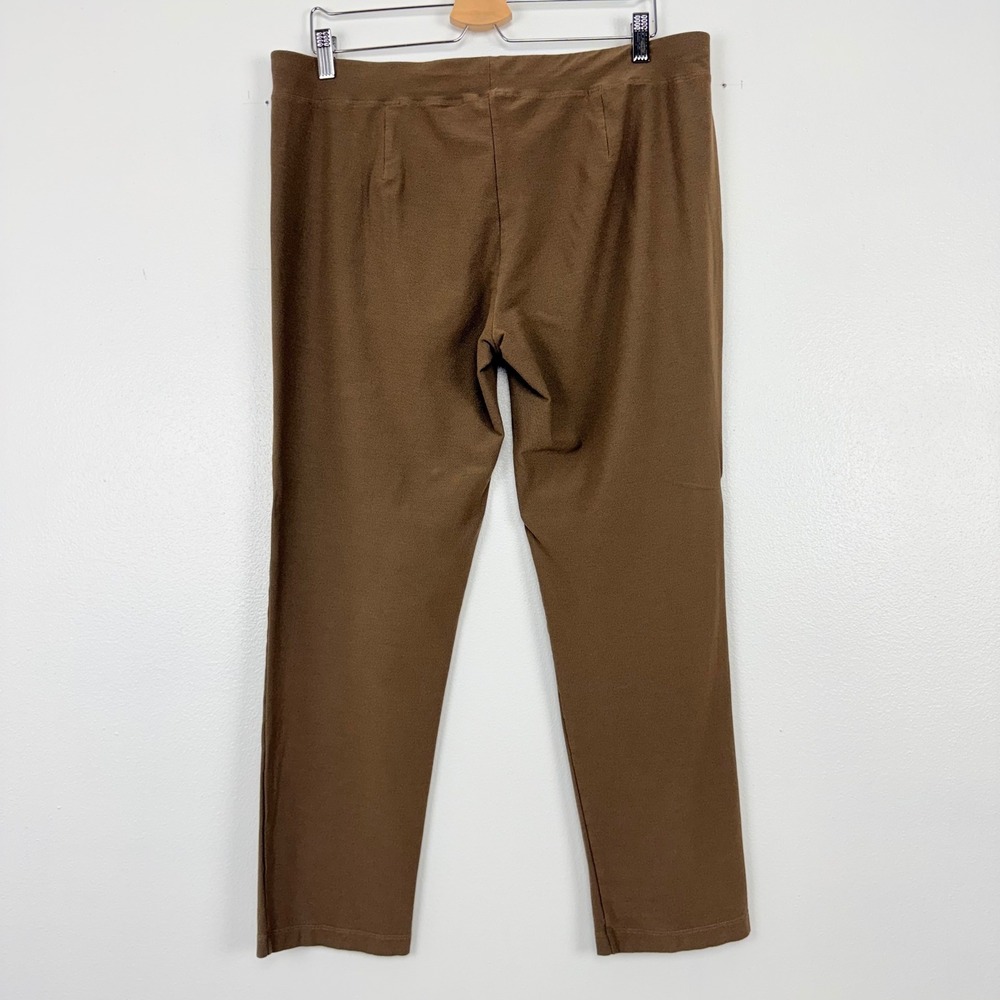 Eileen Fisher Washable Stretch Crepe Ankle Pants Women L Brown Pull On Neutral - Picture 5 of 15